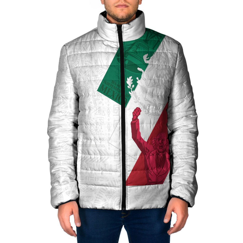 Dia de la Independencia de Mexico Padded Jacket 16 De Septiembre Traditional Aztec Tribal White