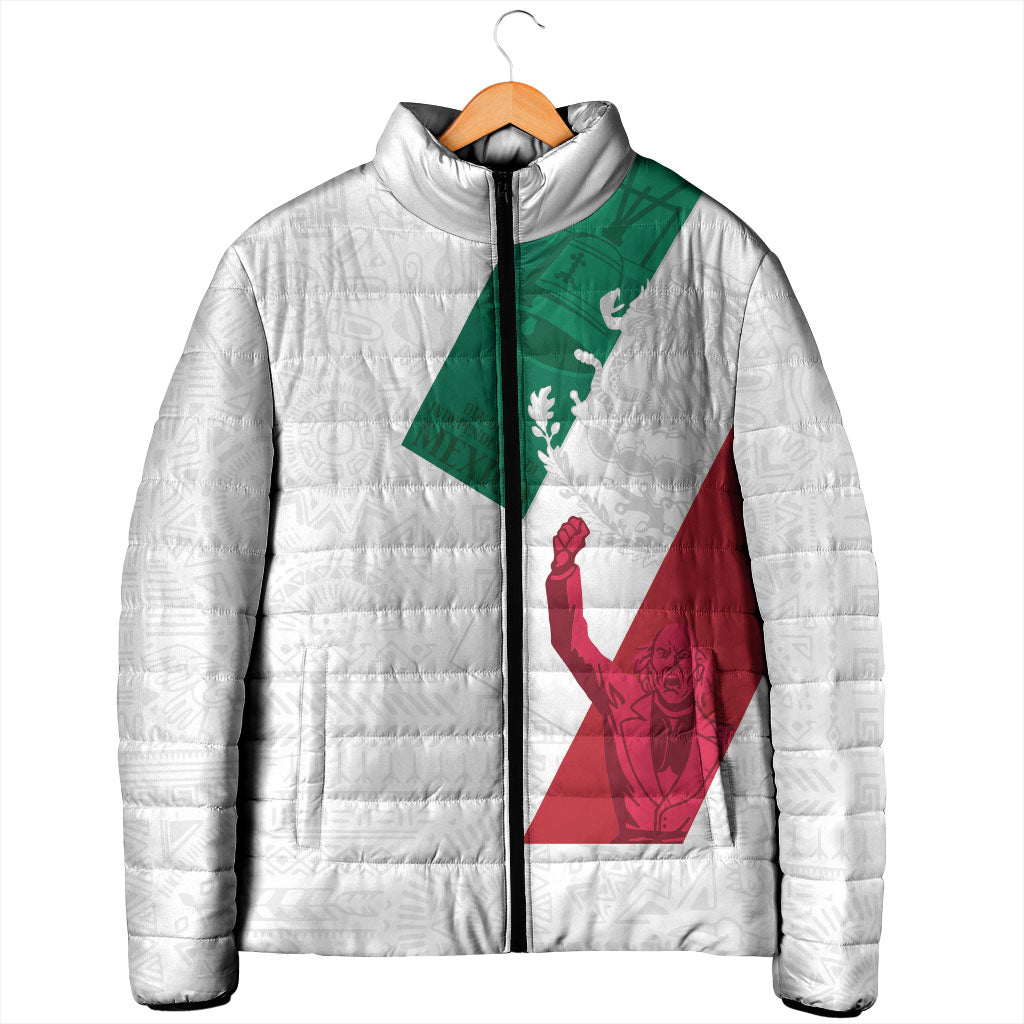 Dia de la Independencia de Mexico Padded Jacket 16 De Septiembre Traditional Aztec Tribal White