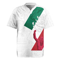Dia de la Independencia de Mexico Rugby Jersey 16 De Septiembre Traditional Aztec Tribal White