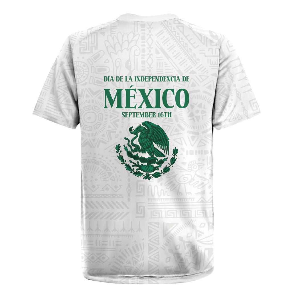 Dia de la Independencia de Mexico Rugby Jersey 16 De Septiembre Traditional Aztec Tribal White