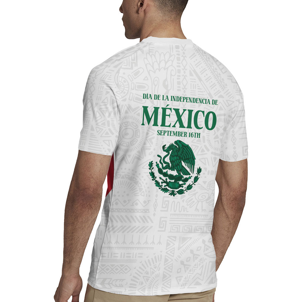 Dia de la Independencia de Mexico Rugby Jersey 16 De Septiembre Traditional Aztec Tribal White