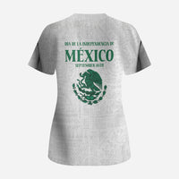 Dia de la Independencia de Mexico Scrub Top 16 De Septiembre Traditional Aztec Tribal White