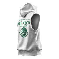 Dia de la Independencia de Mexico Sleeveless Hoodie 16 De Septiembre Traditional Aztec Tribal White