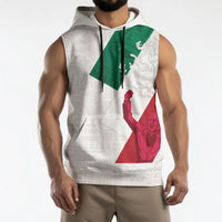 Dia de la Independencia de Mexico Sleeveless Hoodie 16 De Septiembre Traditional Aztec Tribal White