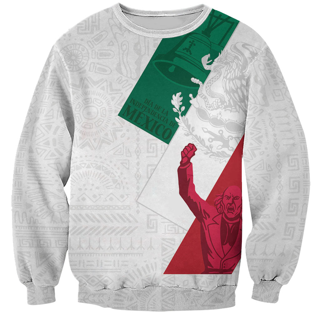 Dia de la Independencia de Mexico Sweatshirt 16 De Septiembre Traditional Aztec Tribal White