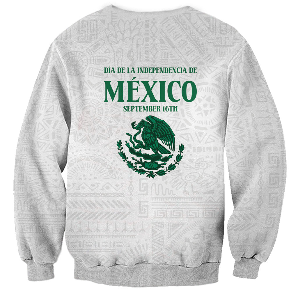Dia de la Independencia de Mexico Sweatshirt 16 De Septiembre Traditional Aztec Tribal White