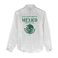 Dia de la Independencia de Mexico Women Casual Shirt 16 De Septiembre Traditional Aztec Tribal White
