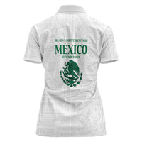 Dia de la Independencia de Mexico Women Polo Shirt 16 De Septiembre Traditional Aztec Tribal White