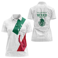 Dia de la Independencia de Mexico Women Polo Shirt 16 De Septiembre Traditional Aztec Tribal White