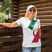 Dia de la Independencia de Mexico Women Polo Shirt 16 De Septiembre Traditional Aztec Tribal White