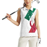 Dia de la Independencia de Mexico Women Sleeveless Polo Shirt 16 De Septiembre Traditional Aztec Tribal White