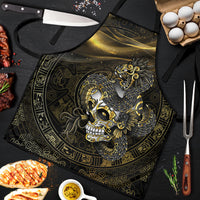 Mexico Quetzalcoatl Aztec Calendar Apron Black Gold Tribal Warrior Art