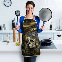 Mexico Quetzalcoatl Aztec Calendar Apron Black Gold Tribal Warrior Art