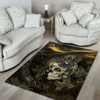Mexico Quetzalcoatl Aztec Calendar Area Rug Black Gold Tribal Warrior Art