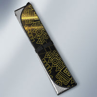 Mexico Quetzalcoatl Aztec Calendar Auto Sun Shade Black Gold Tribal Warrior Art