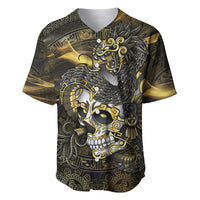 Mexico Quetzalcoatl Aztec Calendar Baseball Jersey Black Gold Tribal Warrior Art