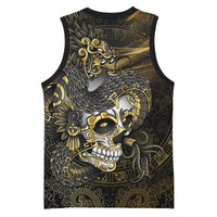Mexico Quetzalcoatl Aztec Calendar Basketball Jersey Black Gold Tribal Warrior Art