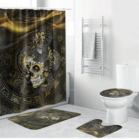 Mexico Quetzalcoatl Aztec Calendar Bathroom Set Black Gold Tribal Warrior Art