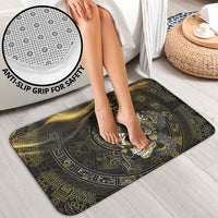 Mexico Quetzalcoatl Aztec Calendar Bathroom Set Black Gold Tribal Warrior Art
