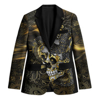 Mexico Quetzalcoatl Aztec Calendar Blazer Black Gold Tribal Warrior Art