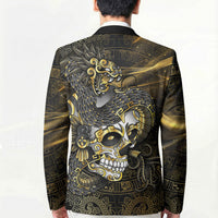 Mexico Quetzalcoatl Aztec Calendar Blazer Black Gold Tribal Warrior Art