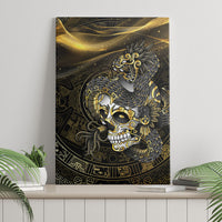 Mexico Quetzalcoatl Aztec Calendar Canvas Wall Art Black Gold Tribal Warrior Art