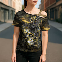 Mexico Quetzalcoatl Aztec Calendar Cross Shoulder Shirt Black Gold Tribal Warrior Art