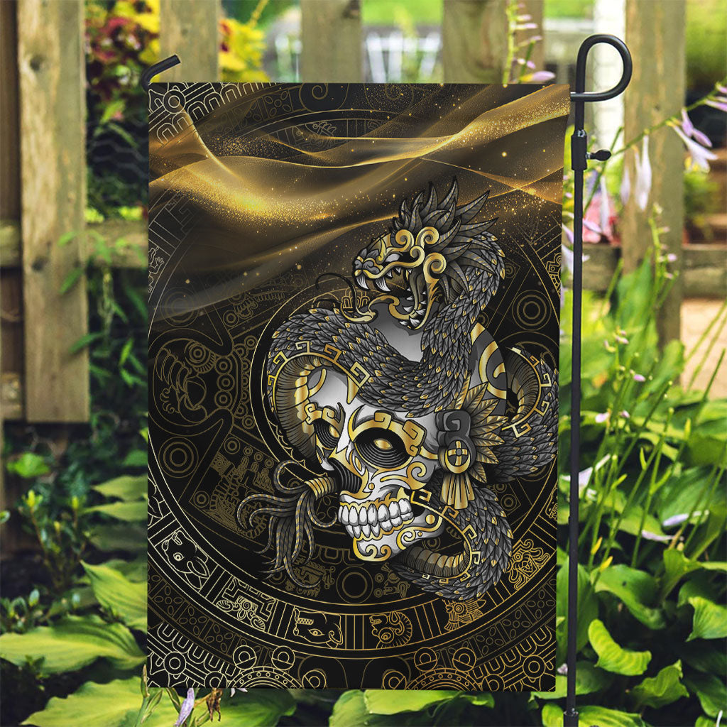 Mexico Quetzalcoatl Aztec Calendar Garden Flag Black Gold Tribal Warrior Art