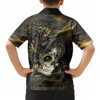 Mexico Quetzalcoatl Aztec Calendar Hawaiian Shirt Black Gold Tribal Warrior Art