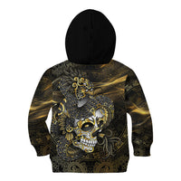 Mexico Quetzalcoatl Aztec Calendar Kid Hoodie Black Gold Tribal Warrior Art