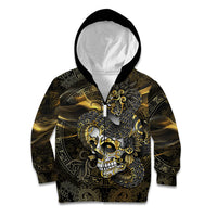 Mexico Quetzalcoatl Aztec Calendar Kid Hoodie Black Gold Tribal Warrior Art