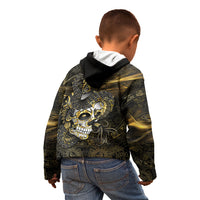 Mexico Quetzalcoatl Aztec Calendar Kid Hoodie Black Gold Tribal Warrior Art