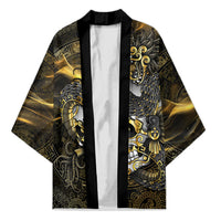 Mexico Quetzalcoatl Aztec Calendar Kimono Black Gold Tribal Warrior Art