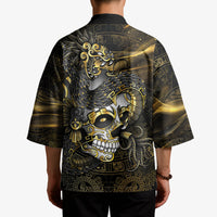 Mexico Quetzalcoatl Aztec Calendar Kimono Black Gold Tribal Warrior Art