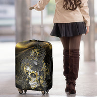 Mexico Quetzalcoatl Aztec Calendar Luggage Cover Black Gold Tribal Warrior Art