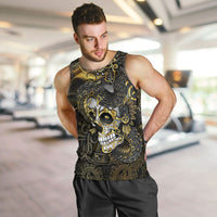 Mexico Quetzalcoatl Aztec Calendar Men Tank Top Black Gold Tribal Warrior Art