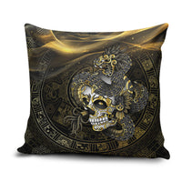 Mexico Quetzalcoatl Aztec Calendar Pillow Cover Black Gold Tribal Warrior Art