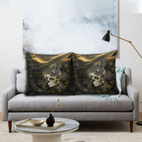 Mexico Quetzalcoatl Aztec Calendar Pillow Cover Black Gold Tribal Warrior Art