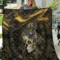 Mexico Quetzalcoatl Aztec Calendar Quilt Black Gold Tribal Warrior Art