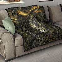 Mexico Quetzalcoatl Aztec Calendar Quilt Black Gold Tribal Warrior Art