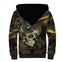 Mexico Quetzalcoatl Aztec Calendar Sherpa Hoodie Black Gold Tribal Warrior Art