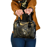 Mexico Quetzalcoatl Aztec Calendar Shoulder Handbag Black Gold Tribal Warrior Art