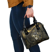Mexico Quetzalcoatl Aztec Calendar Shoulder Handbag Black Gold Tribal Warrior Art