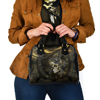 Mexico Quetzalcoatl Aztec Calendar Shoulder Handbag Black Gold Tribal Warrior Art