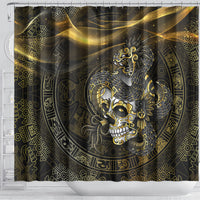 Mexico Quetzalcoatl Aztec Calendar Shower Curtain Black Gold Tribal Warrior Art
