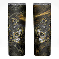 Mexico Quetzalcoatl Aztec Calendar Skinny Tumbler Black Gold Tribal Warrior Art
