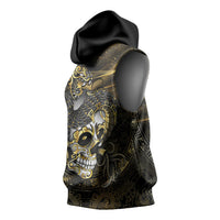 Mexico Quetzalcoatl Aztec Calendar Sleeveless Hoodie Black Gold Tribal Warrior Art
