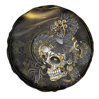 Mexico Quetzalcoatl Aztec Calendar Spare Tire Cover Black Gold Tribal Warrior Art