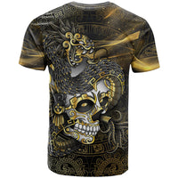 Mexico Quetzalcoatl Aztec Calendar T Shirt Black Gold Tribal Warrior Art