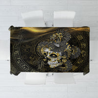 Mexico Quetzalcoatl Aztec Calendar Tablecloth Black Gold Tribal Warrior Art
